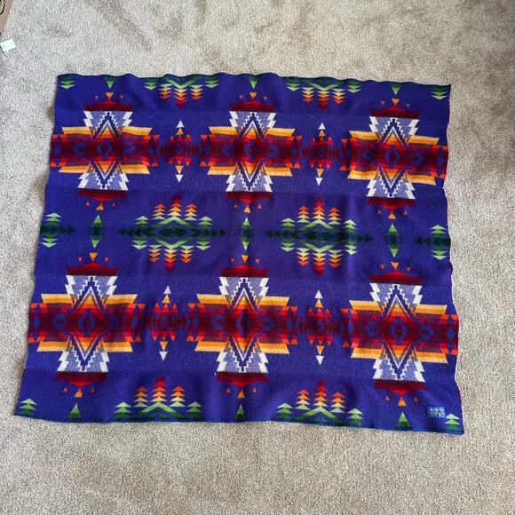 Pendleton Beaver State Chief Joseph Vintage 1960s Wool Reversible Throw Blanket - Picture 1 of 7